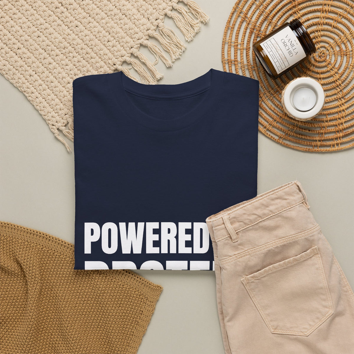 Powered by Protein & Stubbornness Tee | Funny Gym Shirt