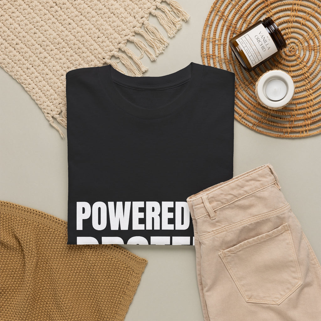 Powered by Protein & Stubbornness Tee | Funny Gym Shirt