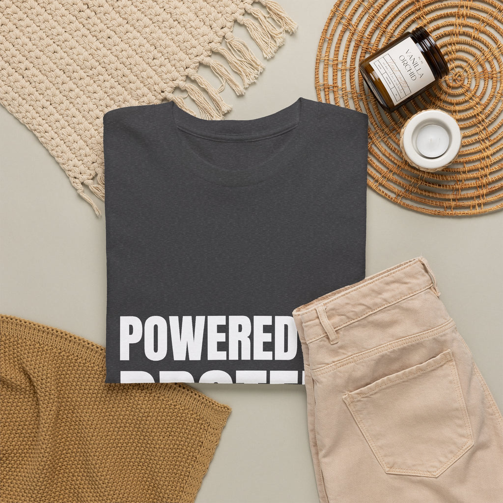 Powered by Protein & Stubbornness Tee | Funny Gym Shirt